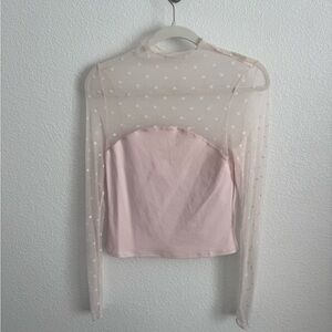 Free People Sheer Pink Polka Dot Blouse
